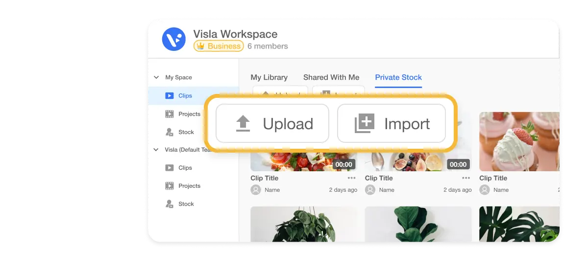 Visla's Private Stock automatically tags and organizes video clips using AI for quick and easy access.
